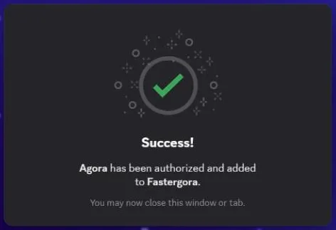 Success! The application was authorized and added to the server